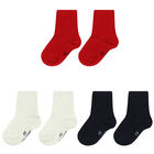 Baby Boys Red, Navy Blue & Ivory Socks (3 Pack), 2, hi-res